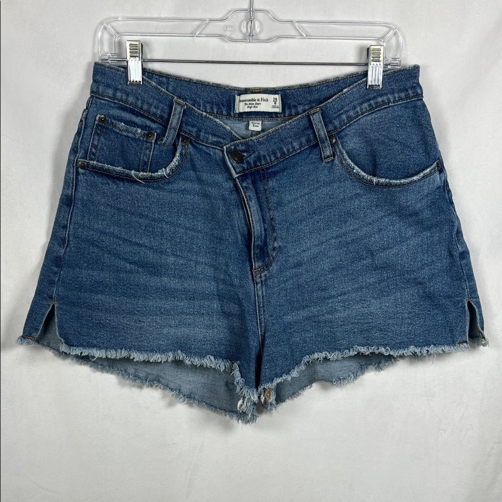Abercrombie & Fitch Distressed Dark Blue Denim Cutoff Shorts